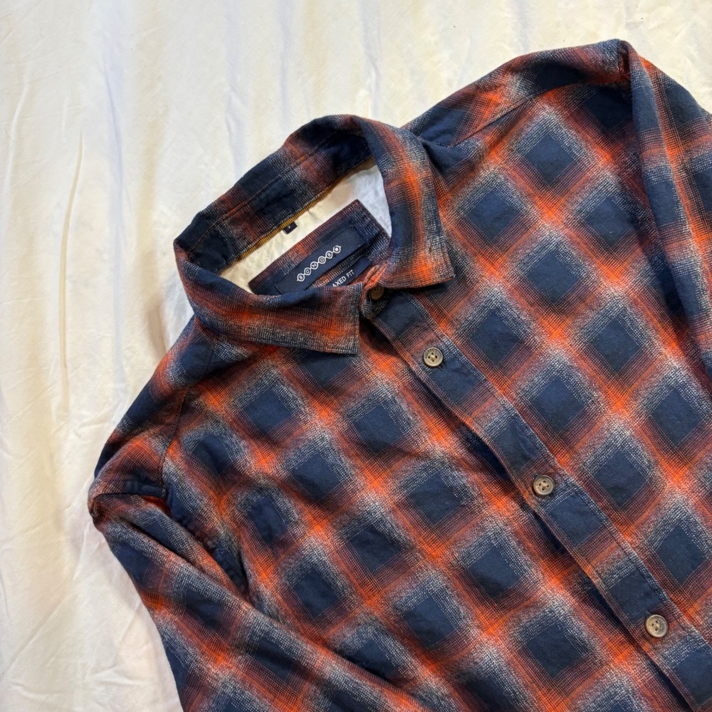 BONOBO‎ Mens Plaid Flannel Shirt Relaxed Fit Button Down Long Sleeve Size Small